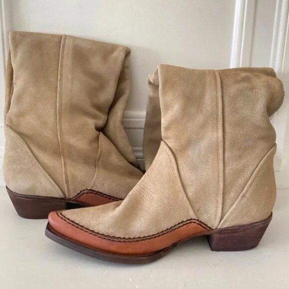 Free People Sterling Western Tall Boots | Tan Suede | Size 37 / US 7 - Picture 5 of 16